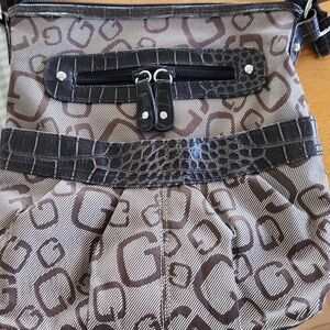 WOMEN'S BROWN HANDBAG SHOULDER STRAP/ CROSSBODY PATENT LEATHER / FABRIC